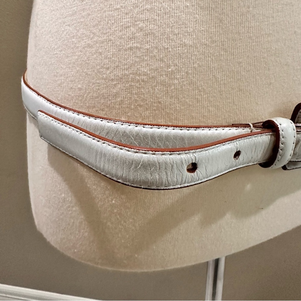 TreVero White and Tan Genuine Leather Belt TreVero Vintage Vintage - Picture 8 of 15